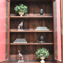 Load image into Gallery viewer, Antique English Pine Two Height Bookcase Glass Upper Doors. B12963
