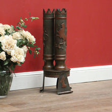 Load image into Gallery viewer, x SOLD WWI Trench Artwork/Art Shell Casing, Umbrella Holder or Door Stop. German Helmet with Eagle. B11339
