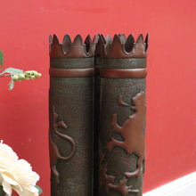 Load image into Gallery viewer, x SOLD WWI Trench Artwork/Art Shell Casing, Umbrella Holder or Door Stop. German Helmet with Eagle. B11339
