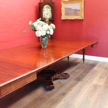 Load image into Gallery viewer, Antique English Mahogany Dining Table 4 Leaves Pedestal Base c1880. B12973
