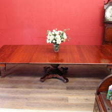 Load image into Gallery viewer, Antique English Mahogany Dining Table 4 Leaves Pedestal Base c1880. B12973
