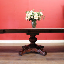 Load image into Gallery viewer, Antique English Mahogany Dining Table 4 Leaves Pedestal Base c1880. B12973
