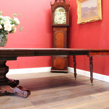 Load image into Gallery viewer, Antique English Mahogany Dining Table 4 Leaves Pedestal Base c1880. B12973
