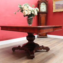 Load image into Gallery viewer, Antique English Mahogany Dining Table 4 Leaves Pedestal Base c1880. B12973
