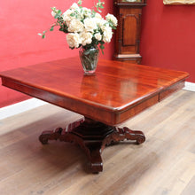 Load image into Gallery viewer, Antique English Mahogany Dining Table 4 Leaves Pedestal Base c1880. B12973
