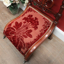 Load image into Gallery viewer, x SOLD Antique French Mahogany and Fabric Prayer Chair, Kneeler, Fretwork Cross. Prie Dieu B12116
