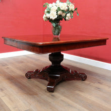 Load image into Gallery viewer, Antique English Mahogany Dining Table 4 Leaves Pedestal Base c1880. B12973
