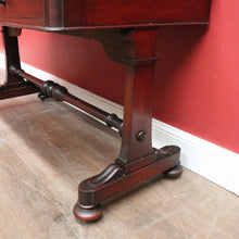 Load image into Gallery viewer, Antique Australian Cedar Hall Table – Two Drawers, Stretcher Base, Bun Feet. B12557
