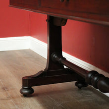 Load image into Gallery viewer, Antique Australian Cedar Hall Table – Two Drawers, Stretcher Base, Bun Feet. B12557
