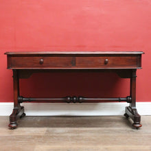 Load image into Gallery viewer, Antique Australian Cedar Hall Table – Two Drawers, Stretcher Base, Bun Feet. B12557
