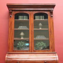 Load image into Gallery viewer, Antique Australian Cedar Secretaire Bookcase with Pull-out Writing Desk and Glass Doors. B12
