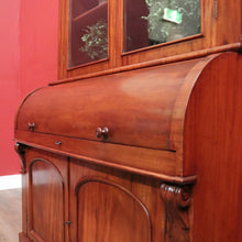 Load image into Gallery viewer, Antique Australian Cedar Secretaire Bookcase with Pull-out Writing Desk and Glass Doors. B12

