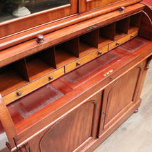 Load image into Gallery viewer, Antique Australian Cedar Secretaire Bookcase with Pull-out Writing Desk and Glass Doors. B12
