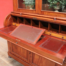 Load image into Gallery viewer, Antique Australian Cedar Secretaire Bookcase with Pull-out Writing Desk and Glass Doors. B12
