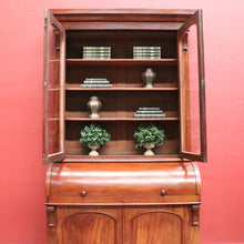 Load image into Gallery viewer, Antique Australian Cedar Secretaire Bookcase with Pull-out Writing Desk and Glass Doors. B12
