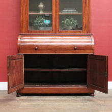 Load image into Gallery viewer, Antique Australian Cedar Secretaire Bookcase with Pull-out Writing Desk and Glass Doors. B12

