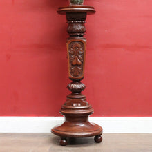 Load image into Gallery viewer, Vintage Oak Pedestal Jardiniere Carved Victorian Style Stand. B12967
