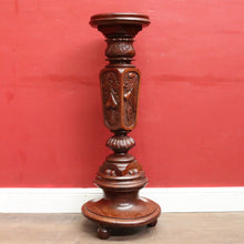 Load image into Gallery viewer, Vintage Oak Pedestal Jardiniere Carved Victorian Style Stand. B12967
