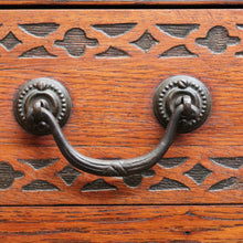 Load image into Gallery viewer, English Oak Writing Bureau Drop Front Desk Carved Detail c1930. B12984
