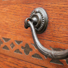Load image into Gallery viewer, English Oak Writing Bureau Drop Front Desk Carved Detail c1930. B12984
