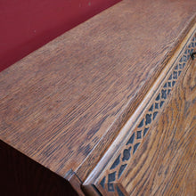 Load image into Gallery viewer, English Oak Writing Bureau Drop Front Desk Carved Detail c1930. B12984
