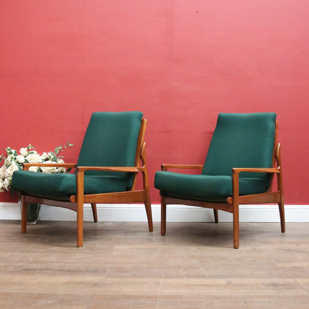 x SOLD Pair of Fler Narvik Armchairs – Mid-Century Teak & Cane – Australian Design. B12570