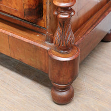 Load image into Gallery viewer, Antique Burr Walnut Hall Cabinet Faux Drawers Columns Bun Feet. B12974
