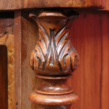 Load image into Gallery viewer, Antique Burr Walnut Hall Cabinet Faux Drawers Columns Bun Feet. B12974
