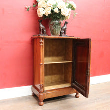 Load image into Gallery viewer, Antique Burr Walnut Hall Cabinet Faux Drawers Columns Bun Feet. B12974
