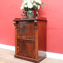 Load image into Gallery viewer, Antique Mahogany Hall Cabinet Flame Doors Gallery Back c1880
