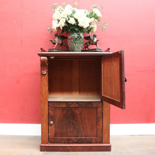 Load image into Gallery viewer, Antique Mahogany Hall Cabinet Flame Doors Gallery Back c1880
