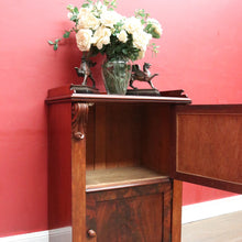 Load image into Gallery viewer, Antique Mahogany Hall Cabinet Flame Doors Gallery Back c1880
