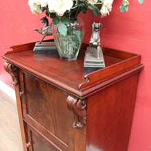 Load image into Gallery viewer, Antique Mahogany Hall Cabinet Flame Doors Gallery Back c1880

