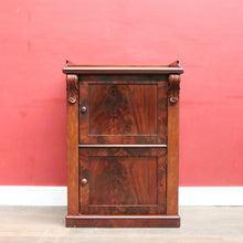 Load image into Gallery viewer, Antique Mahogany Hall Cabinet Flame Doors Gallery Back c1880
