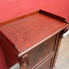 Load image into Gallery viewer, Antique Mahogany Hall Cabinet Flame Doors Gallery Back c1880
