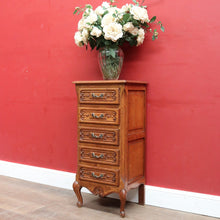 Load image into Gallery viewer, x SOLD French Oak Five Drawer Chest Cabriole Legs Brass Handles Vintage. B12807
