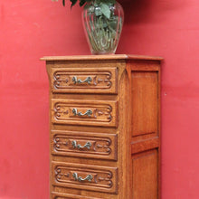 Load image into Gallery viewer, x SOLD French Oak Five Drawer Chest Cabriole Legs Brass Handles Vintage. B12807
