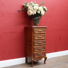 Load image into Gallery viewer, x SOLD French Oak Five Drawer Chest Cabriole Legs Brass Handles Vintage. B12807
