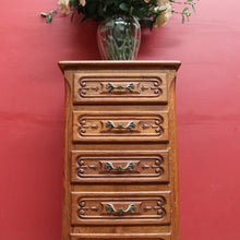 Load image into Gallery viewer, x SOLD French Oak Five Drawer Chest Cabriole Legs Brass Handles Vintage. B12807
