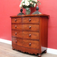 Load image into Gallery viewer, Antique English Mahogany Chest Flame Drawers Mother of Pearl. B12992
