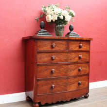 Load image into Gallery viewer, Antique English Mahogany Chest Flame Drawers Mother of Pearl. B12992
