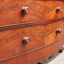 Load image into Gallery viewer, Antique English Mahogany Chest Flame Drawers Mother of Pearl. B12992
