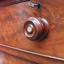 Load image into Gallery viewer, Antique English Mahogany Chest Flame Drawers Mother of Pearl. B12992
