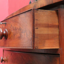 Load image into Gallery viewer, Antique English Mahogany Chest Flame Drawers Mother of Pearl. B12992
