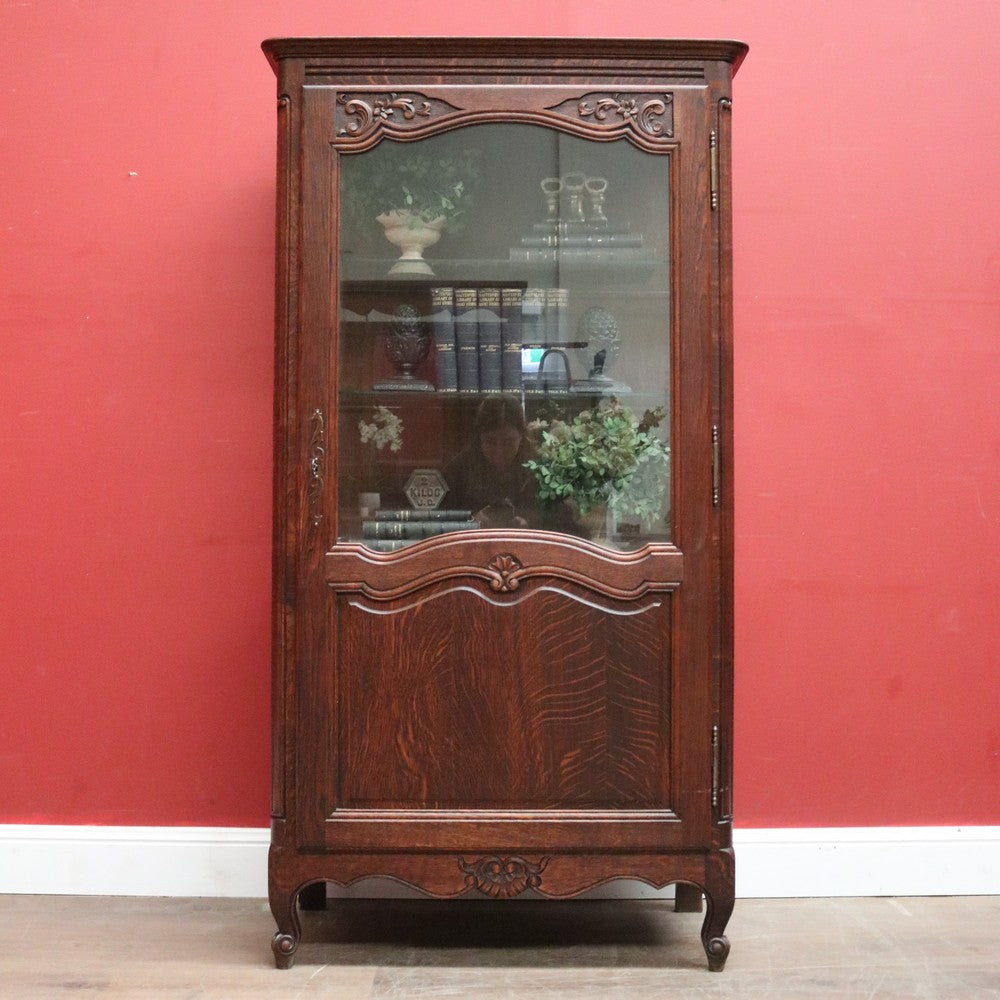 x SOLD Antique French Oak Single Door China Cabinet, Display Cupboard or Bookcase. B12092