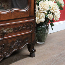 Load image into Gallery viewer, x SOLD Antique French Walnut China Cabinet Bookcase Carved Glass Sides. B12968
