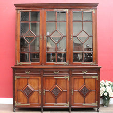 Load image into Gallery viewer, Antique English Walnut Six Door Bookcase Display Cabinet Astragal Doors. B12972

