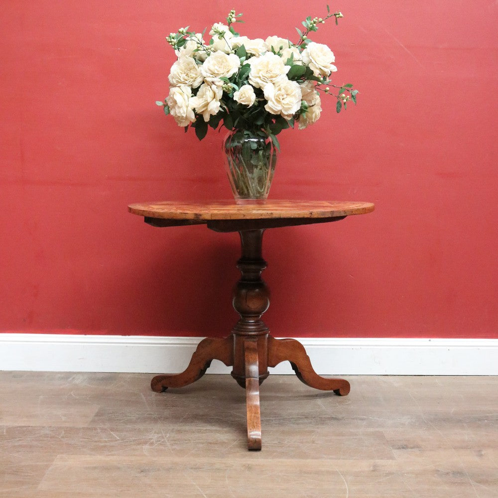 German Biedermeier Chess Table – Inlaid Tilt-Top, Walnut & Cherrywood. B12575