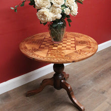 Load image into Gallery viewer, German Biedermeier Chess Table – Inlaid Tilt-Top, Walnut &amp; Cherrywood. B12575
