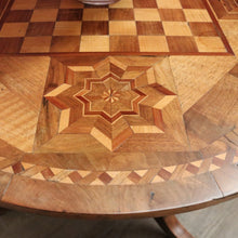 Load image into Gallery viewer, German Biedermeier Chess Table – Inlaid Tilt-Top, Walnut &amp; Cherrywood. B12575
